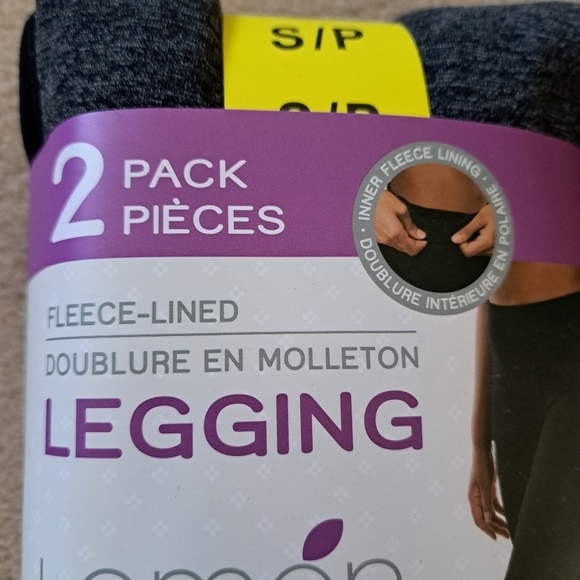 New! Lemon Fleece Lined Leggings 2 Pack Women's Size Small Grey Black Seamless - Picture 5 of 10